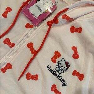 Hello Kitty Pink Hoodie with Red Bow Print